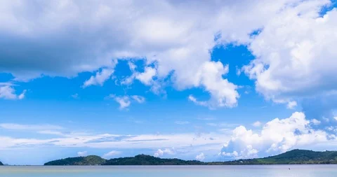 4K Timelapse Tropical beach white sand and blue sea in summer time on sunny day. Video stock 122488141