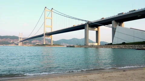 4K Timelapse of Tsing Ma Bridge at Daylight in Hong Kong Video stock 58180526