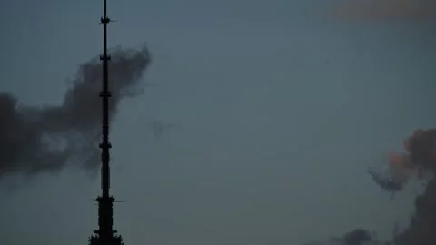 4K Timelapse of TV Media tower with clouds just before sunset, Ostankino tower Stock Footage 247429237