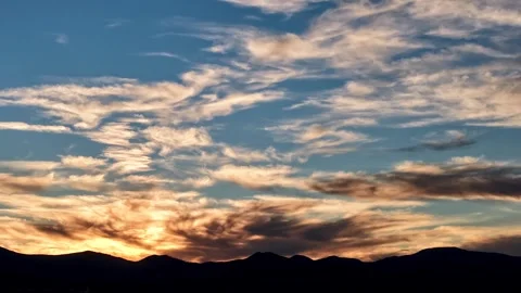 4K Timelapse: Twilight Afterglow And Wispy Clouds Over Mountains Stock Footage 339838210