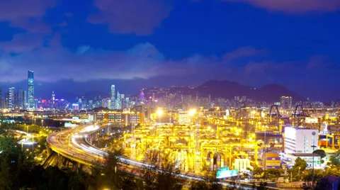 4k timelapse video of cargo terminal from day to night Video stock 36439346