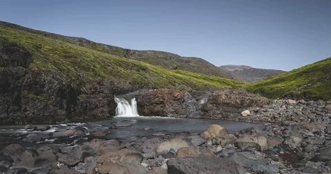 4k Timelapse Video clip of Panoramic view of beautiful waterfall on the Disco Stock Footage 122643467
