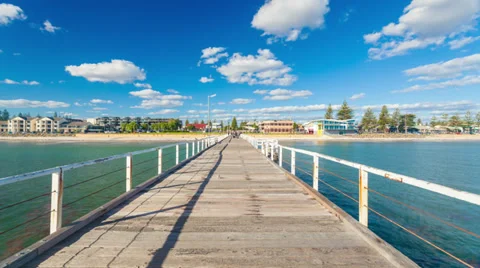 4k timelapse video of a jetty in a beach in South Australia Stock Footage 38276513