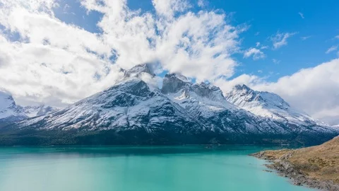 4k timelapse video of the mountains in Torres del Paine National Park in Chile Stock Footage 97122913
