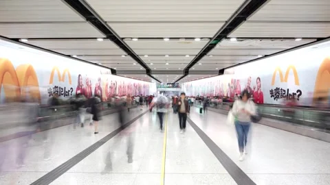 4k Timelapse Video Of Subway Concourse And Pedestrian At Hong Kong Stock Footage 264868178