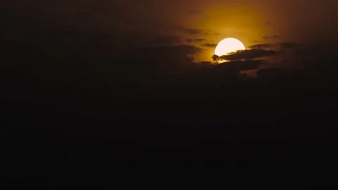 4k timelapse video of Sun setting behind clouds in the evening. silhouette of Stock Footage 189151734
