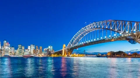 4k timelapse video of Sydney CBD from sunset to night Stock Footage 69107983