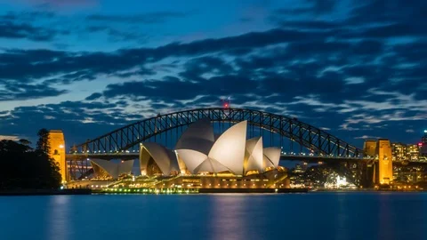 4k timelapse video of Sydney CBD from sunset to night Vidéo 79734830