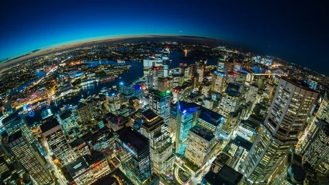 4k timelapse video of Sydney CBD from sunset to night Stock Footage 81175729