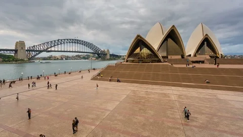 4k timelapse video of Sydney Opera House and Harbour Bridge Stock Footage 76587817