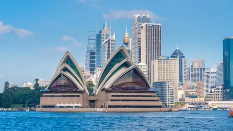 4k timelapse video of Sydney Opera House and CBD in daytime Video stock 81695133