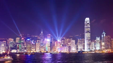 4k timelapse video of Symphony of Light in Hong Kong, zooming in Video stock 41666128