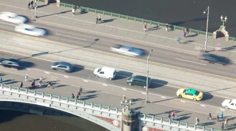 4k timelapse video of traffic on a bridge in daytime Stock Footage 49127286