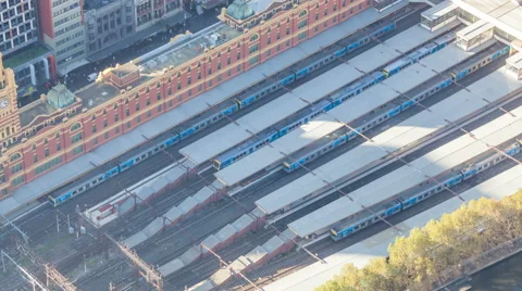 4k timelapse video of a train station in the daytime Stock Footage 53754889