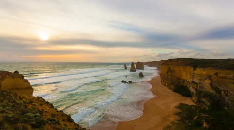 4k timelapse video of Twelve Apostles in Australia at sunset Stock Footage 59778129