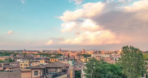 4K Timelapse view from Gianicolo over the skyline of the city of Rome Italy. Stock Footage 204683875