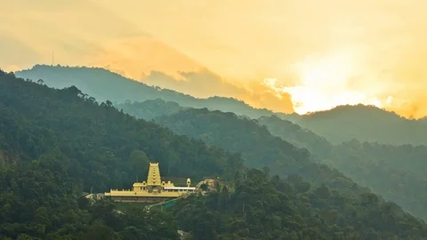 4k Timelapse view of Indian Temple on top of hill in George Town Penang Stock Footage 103987141