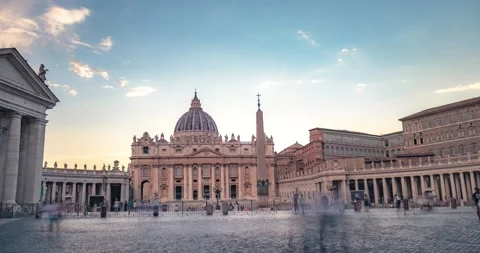 4K Timelapse view of Piazza del Vaticano. Vatican City, Rome, Italy at sunset Stock Footage 203975444