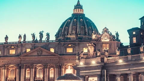 4K Timelapse view of Piazza del Vaticano. Vatican City, Rome, Italy at night Stock Footage 219806890