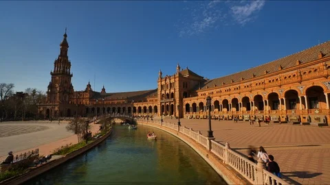 4K Timelapse View of Spanish Square in Seville City with Architecture Details. Stock Footage 125724913