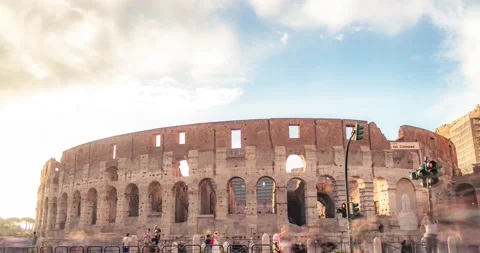 4K Timelapse view of the sunset clouds over the Colosseum in Rome, Italy Stock Footage 205379120