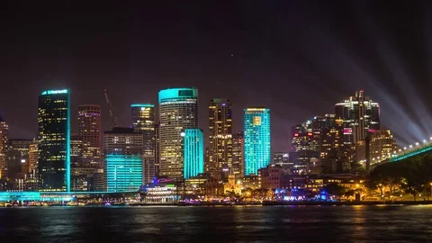 4K Timelapse, Vivid Sydney CBD Stock Footage 77124425