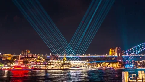 4K Timelapse, Vivid Sydney Circular Quay Stock Footage 77124974