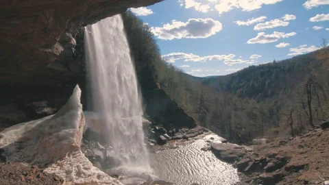 4K Timelapse - Waterfall Basin Overlooking Forest Stock Footage 128936773