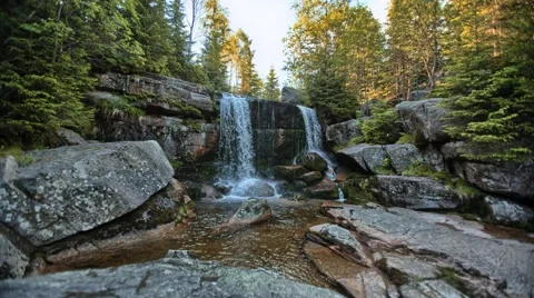 4K timelapse with waterfall in forest Stock Footage 67862990
