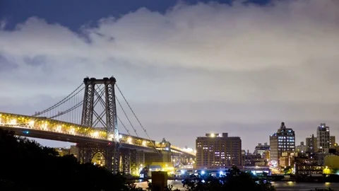 4K Timelapse of Williamsburg Bridge and Brooklyn from NYC 動画素材 71191626