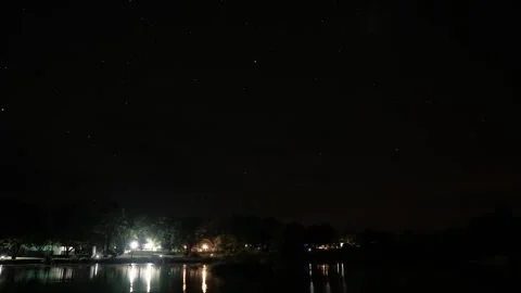 A 4k Timelapse of wind blowing on a pond lake with clouds moving across the sky. Stock Footage 258019248