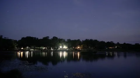 A 4k Timelapse of wind blowing on a pond lake with clouds moving across the sky. Stock Footage 258019251