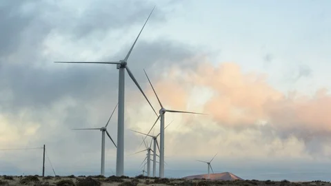 "4K Timelapse of Windfarm Swallowed by Clouds, Lanzarote" Video stock 95793855