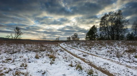 4k timelapse of winter landscape Stock Footage 60062772