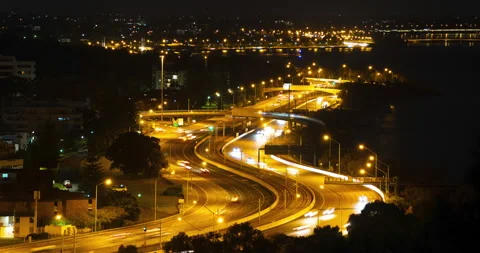 4K Timelapse Zig Zag Kwinana Freeway towards City, Australia Video stock 211839625