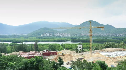 4K timne lapse:Villa construction site beside the river,China Stock Footage 67167768