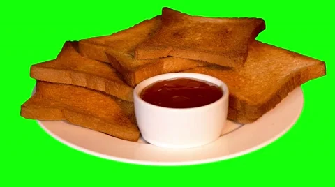 4k toasts of bread and apricot jam on plate Video stock 49759616