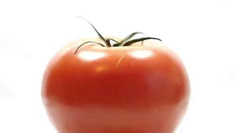 4K - Tomato rotating on white background Video stock 43211388