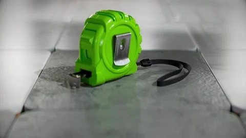 4K TOOLZILLA Retractable Tape Measure Rugged Rubber Casing Steel Tape Video stock 332157391