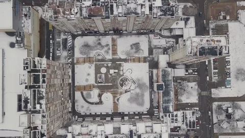 4K Top Down Above snowy city Stock Footage 123293657