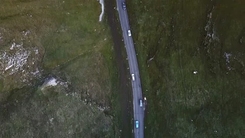 4k Top down aerial car tracking shot on beautiful country road v3 Stock Footage 105858959