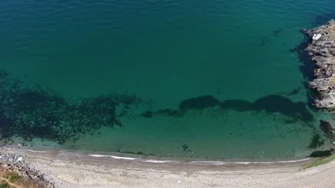 4K top-down aerial drone shot showing emerald clear ocean waters Stock Footage 341531468