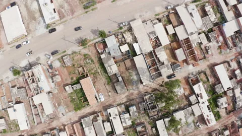 4K top down aerial shot of the shanty town in Sao Paulo, Brazil Stock Footage 134096811