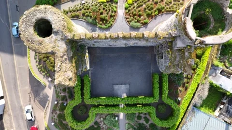 4K Top Down Aerial View of Carlow Castle in County Carlow Ireland Vidéo 337844886