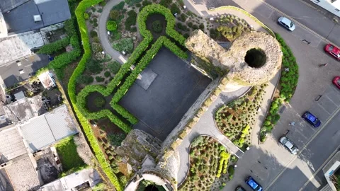 4K Top Down Aerial View of Carlow Castle in County Carlow Ireland Stock-Footage 337845171