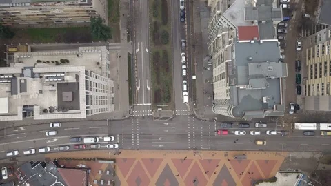 4K Top Down drone Video of city streets Stock Footage 125319099