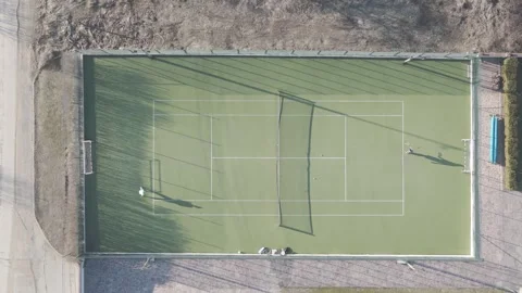 4K Top down drone video of people playing tennis Video stock 300294183