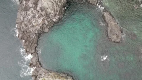 4K Top-down Drone View of Oedolgase (외돌개), Jeju Volcanic Island, South Korea Stock Footage 143863838