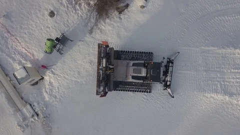 4K Top Down of machine cleaning snow Video stock 125319350