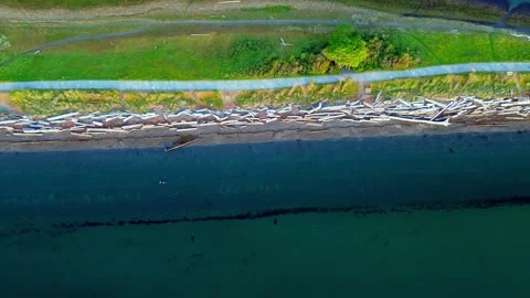 4k Top Down Unique View of Beach Stock Footage 268681364